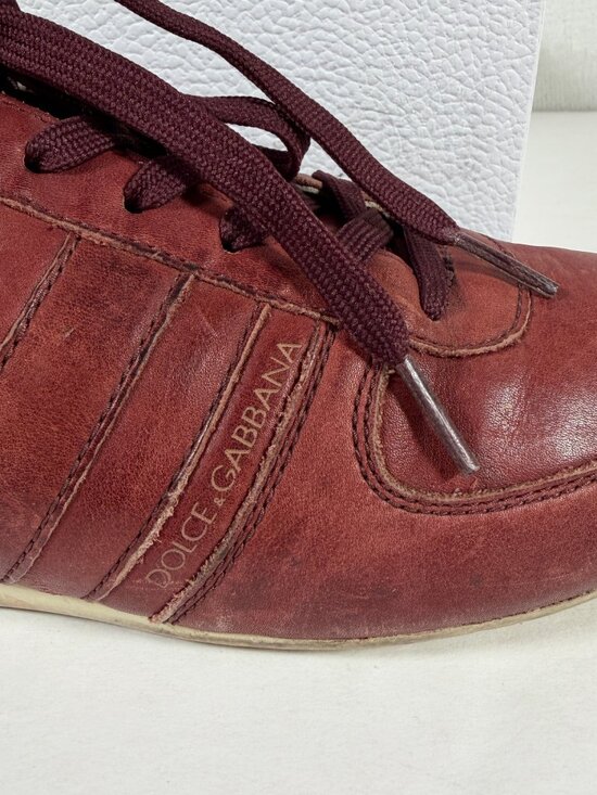VTG Dolce and Gabbana Sneakers Men Size 7 Burgundy Lace Up Low Top CS1047 Y2K main image 12